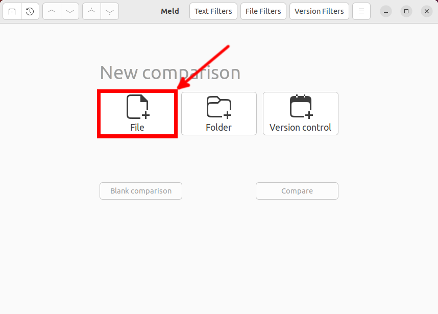 A screenshot of the Meld welcome screen.