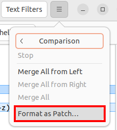 A screenshot of the Comparison submenu with a highlight on the Format suboption.