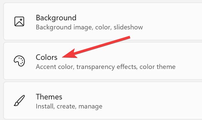 Accessing The Colors Section In Windows Settings