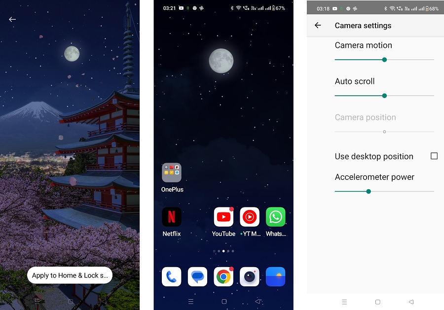 Android weather wallpaper app by SkySky with details. 