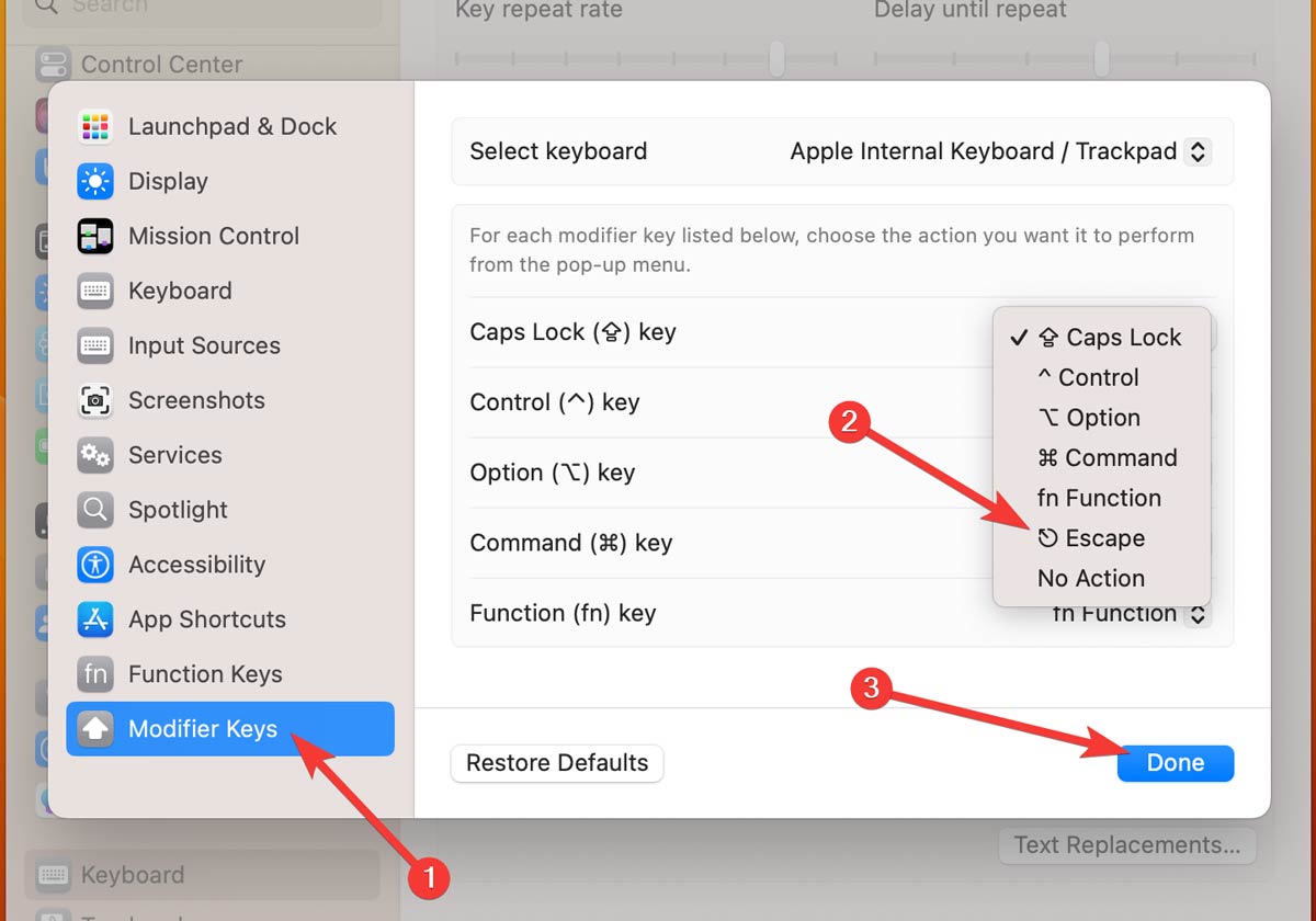 Assigning Esc To Another Button On Macos