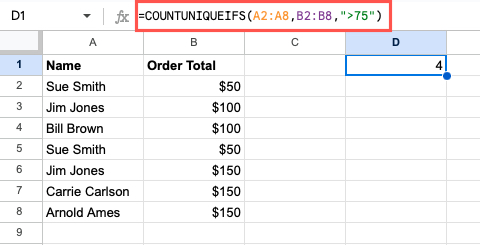 COUNTUNIQUEIFS function 