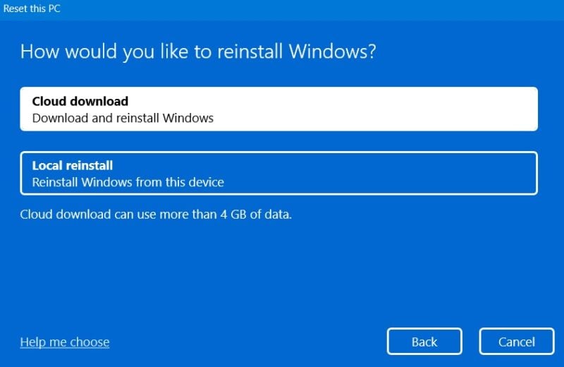 Which Is Best for Windows Reset: Cloud Download or Local Reinstall ...