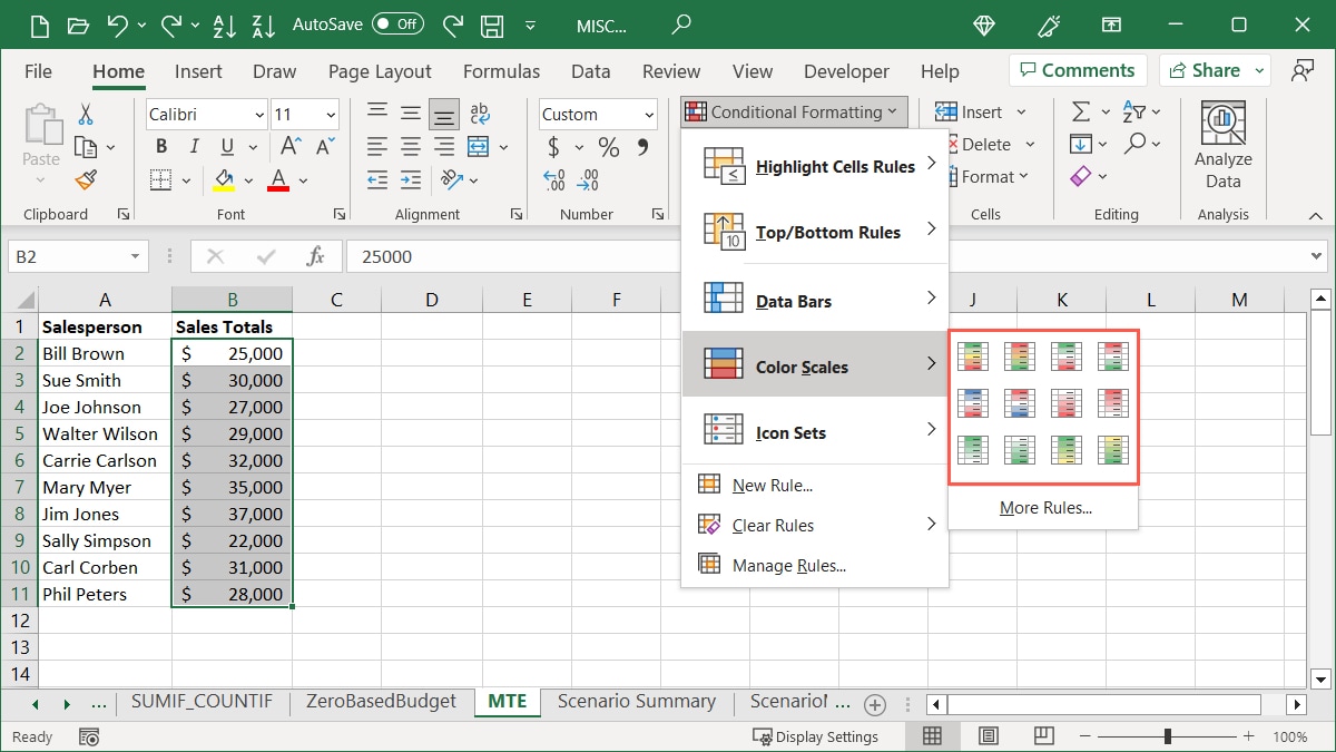 Color Scales options