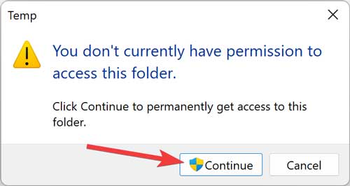 Confirming Opening The Temp Folder