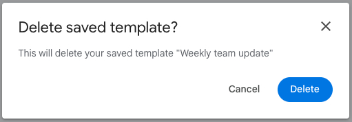 Delete Template confirmation