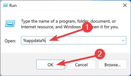 Typing command in Run window.