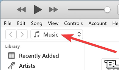 Clicking drop-down box beneath menu bar.