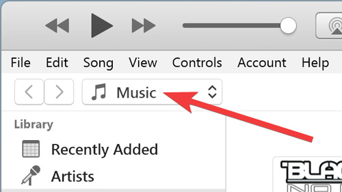 Clicking drop-down box beneath menu bar.