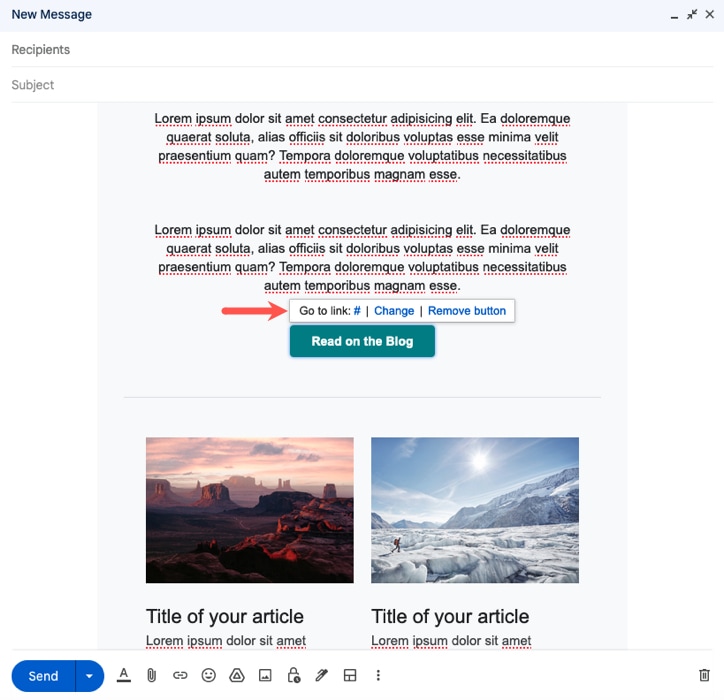 Edit options for a Button