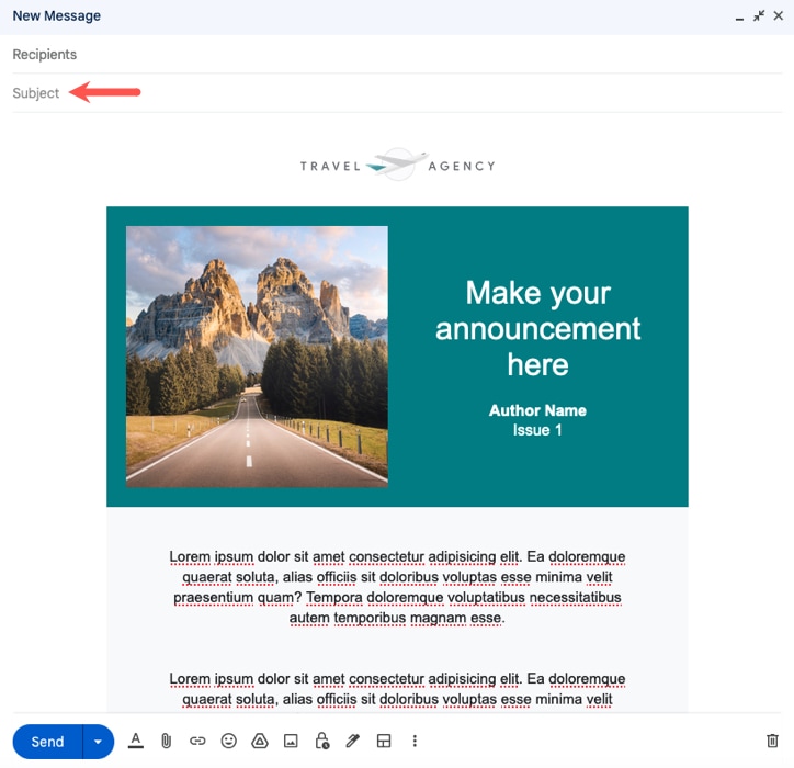 Subject line for an email