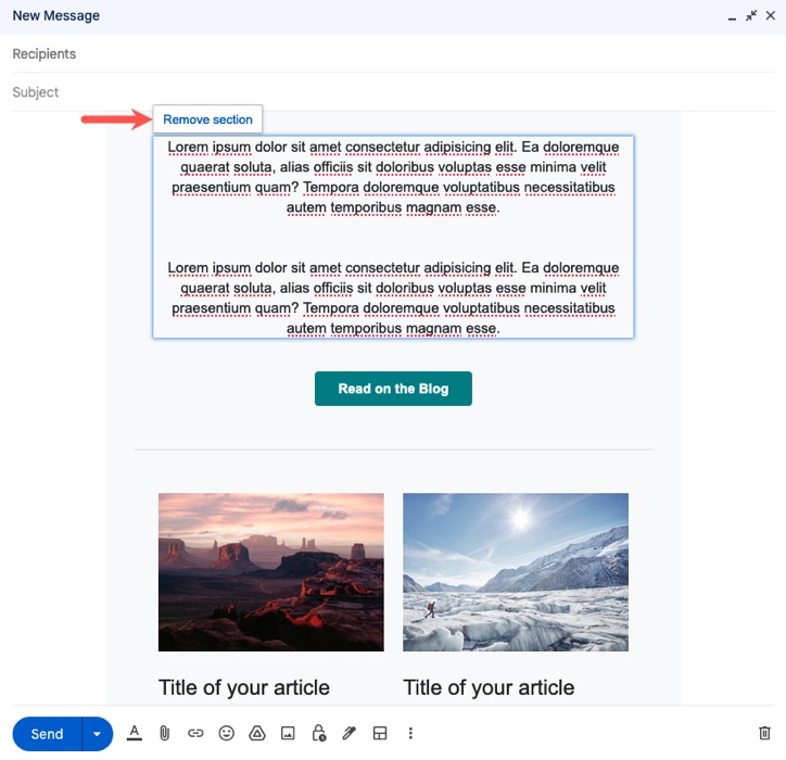 Edit options for Text