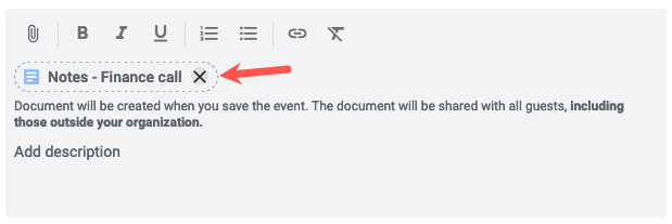 Event Detail screen Meeting Notes icon