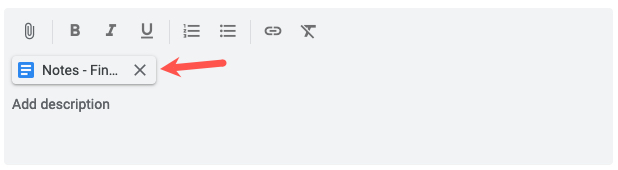 Event Detail page Meeting Notes icon
