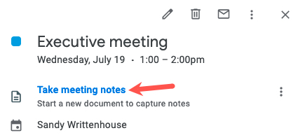 Take Meeting Notes option
