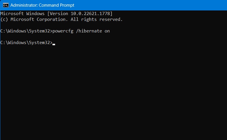 Typing command in Command Prompt.