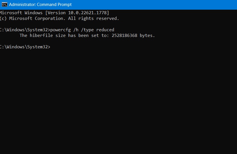 Executing command in Command Prompt.
