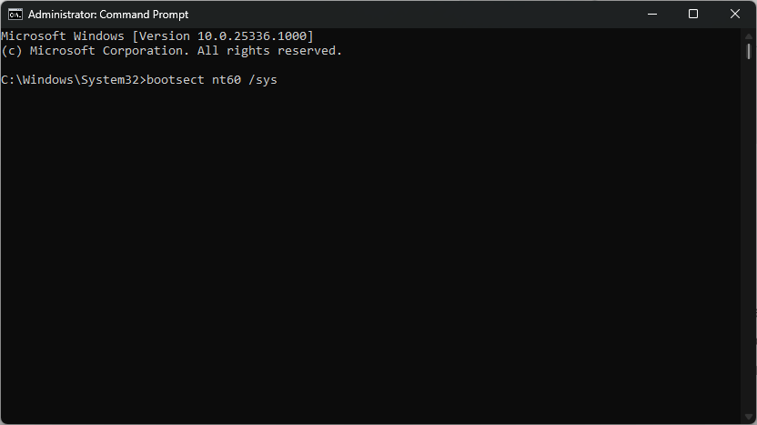 Executing command in Command Prompt. 