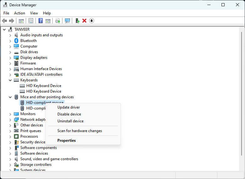 Updating drivers for mice in Device Manager. 