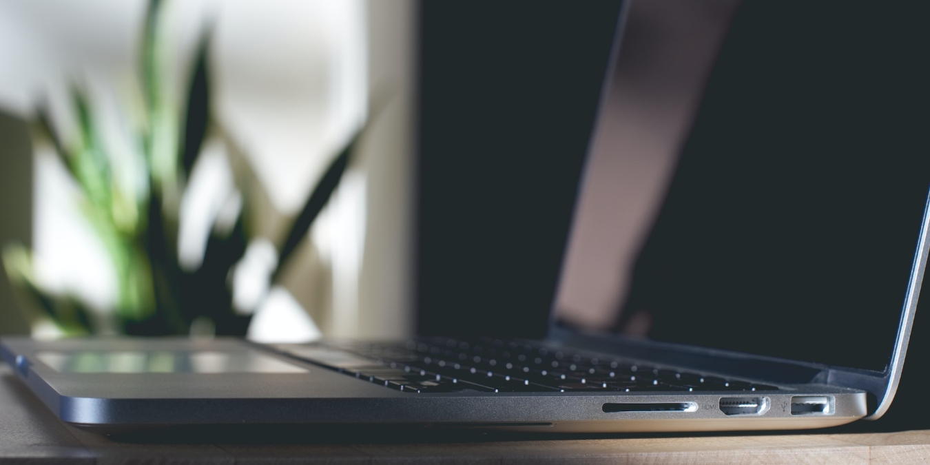 Close up photo of a black laptop computer