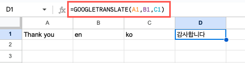 GOOGLETRANSLATE function using multiple cells