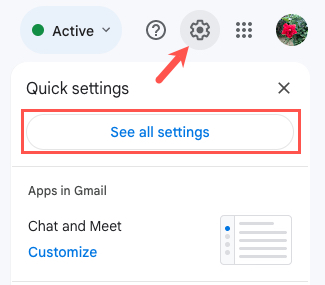 Gear icon and See All Settings in Gmail
