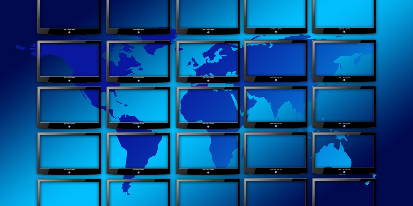 Monitors and world representing the internet