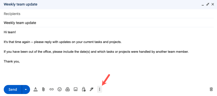 More Options icon in the Gmail Compose window