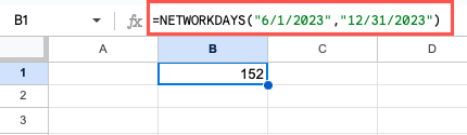 NETWORKDAYS function using dates