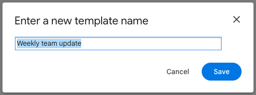 New Template Name and Save button