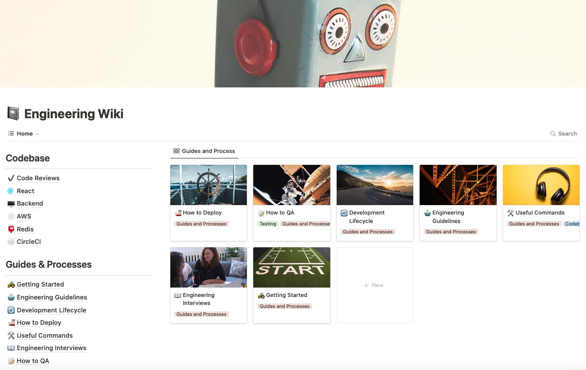 Notion Engineering Wiki template main page