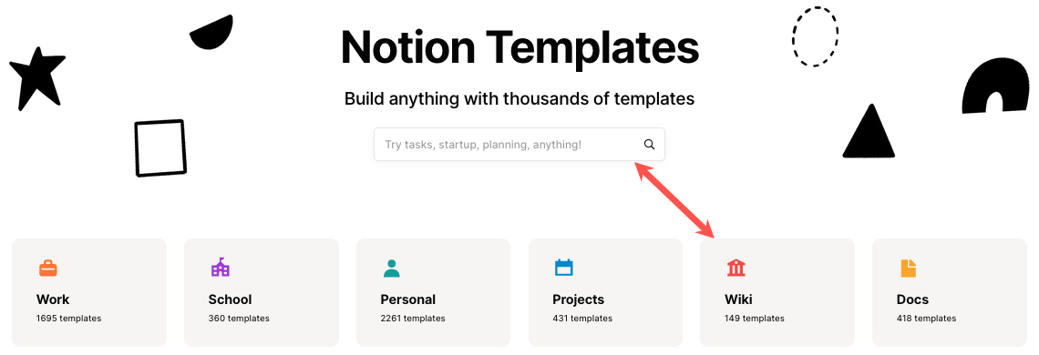 Notion Templates webpage