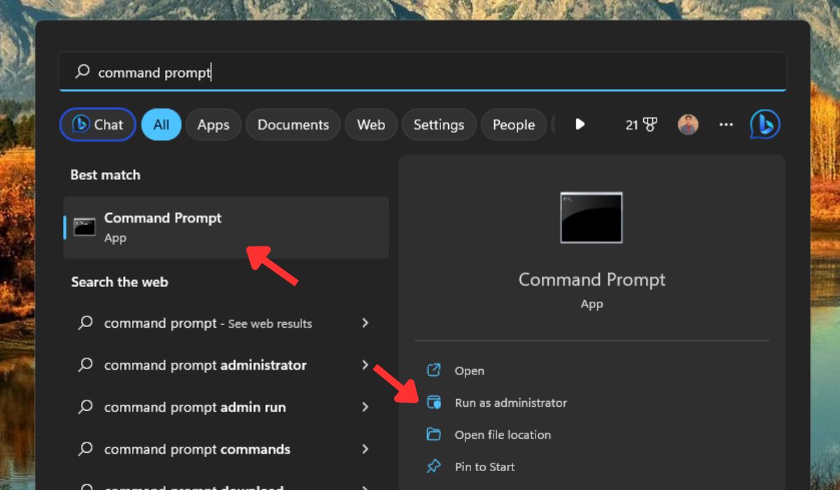 Running Command Prompt as administrator.
