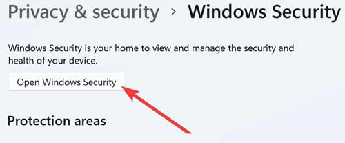 Opening Windows Security