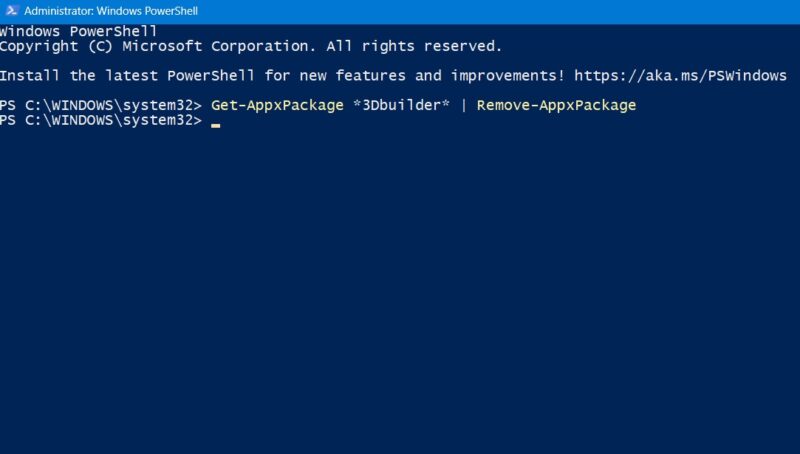 Get-AppxPackage command to remove an app. 