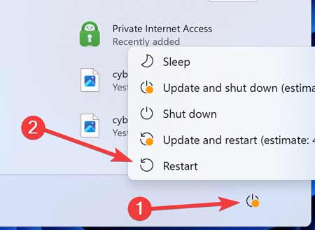 Restarting Windows 2