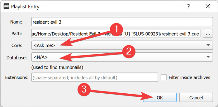 Retroarch Issue Adjusting The Playlist Entries