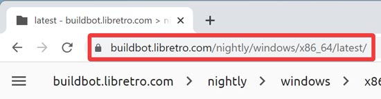 Retroarch Issue Copying The Url From Liberto Buildbot