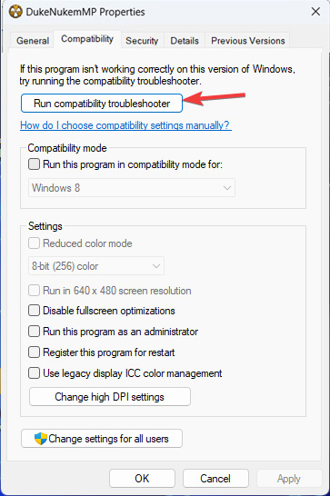 Run Compatiblity Troubleshooter