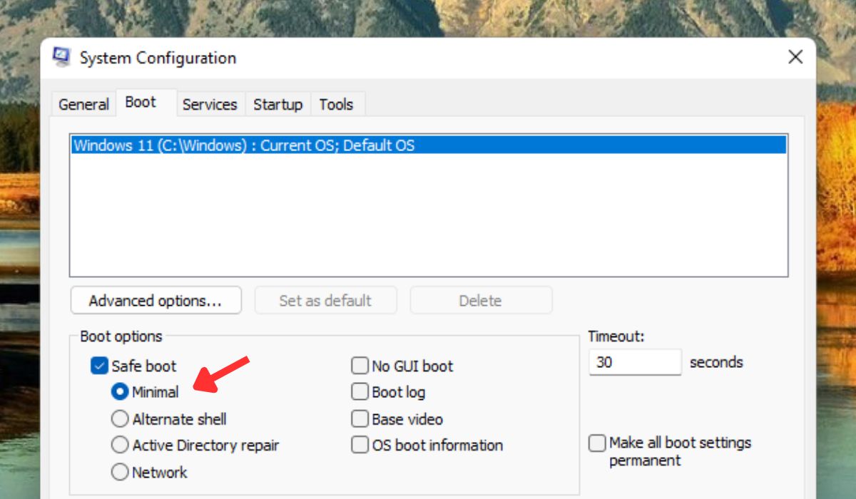 Setting "Safe boot" to "Minimal" in System Configuration app. 