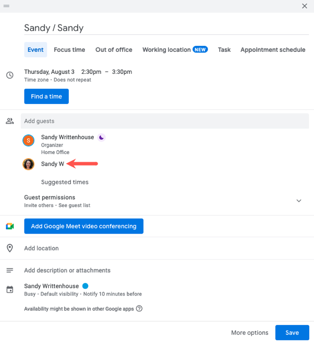 Event setup for searched people