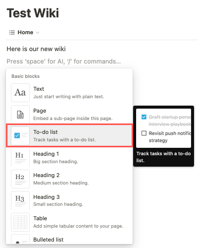 To-Do List in the drop-down list