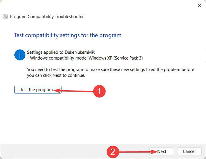 Select Test The Program