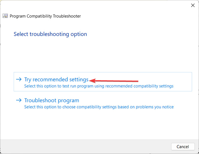 Select Try Recommended Settings 