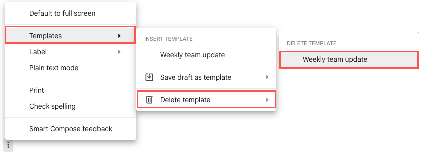 Delete Template in the Templates menu