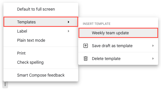 Insert Template in the Templates menu