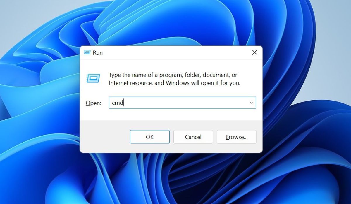 Typing "cmd" in Run.