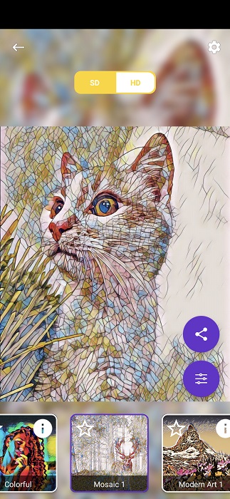 Results view in DeepArtEffects app for Android. 