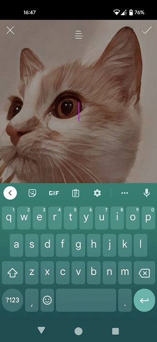 Adding further edits to AI modified image in Picsart app for Android.