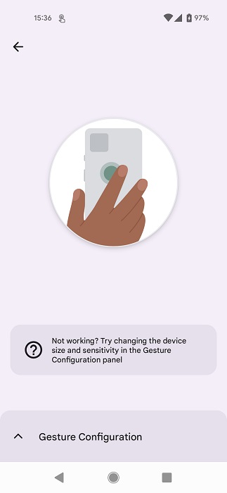 Registering gesture in Tap Tap app on Android.
